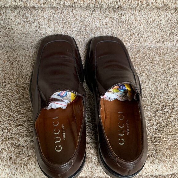 Gucci Men\'s Brown Leather Square Toe Slip-On Loafers main image 15